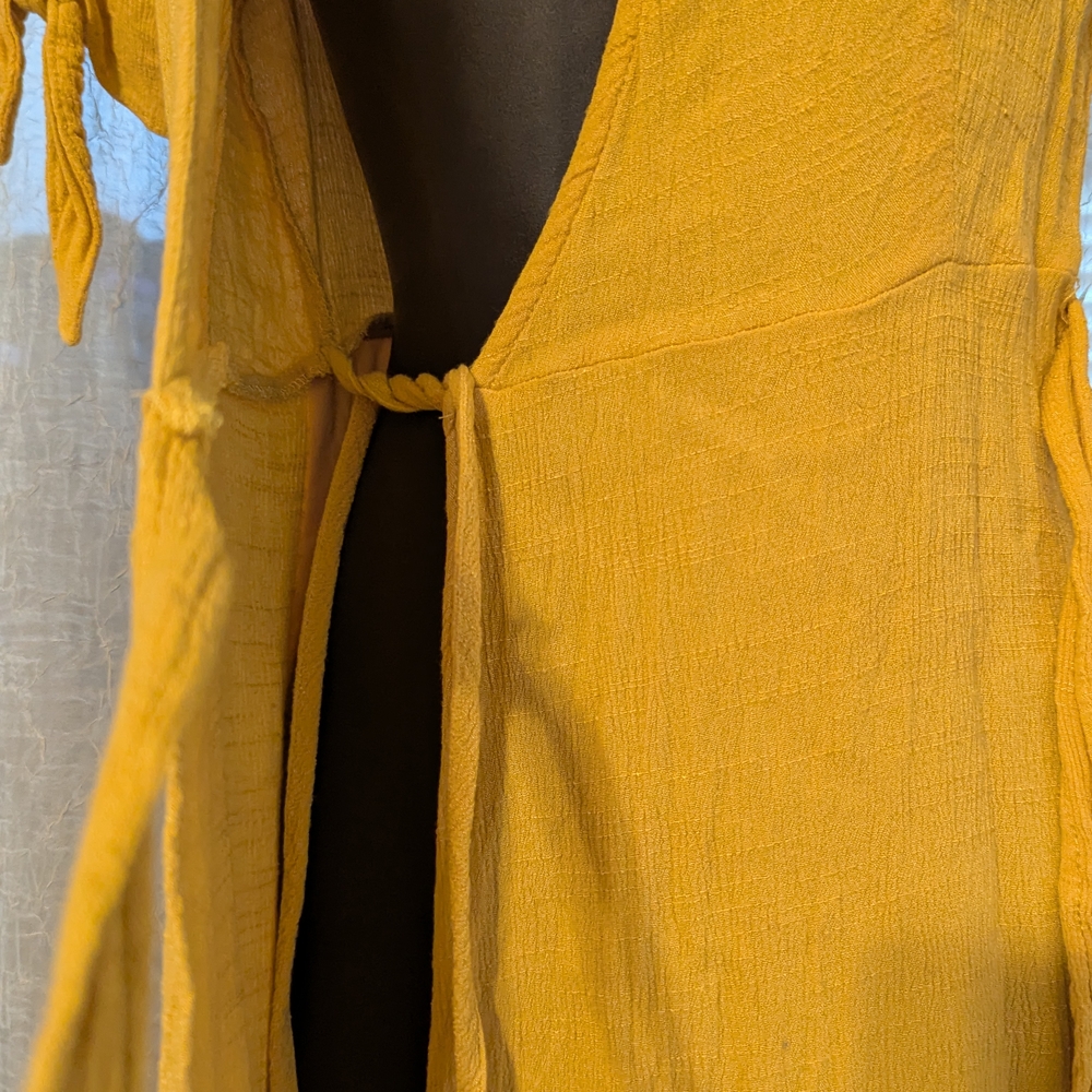 11. Lulu's Yellow Ruffled Tie Front Mini Dress - Picture 5 of 9